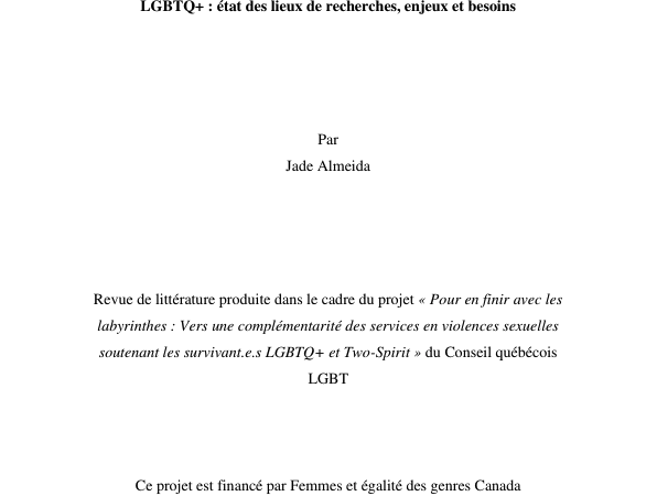 Violences sexuelles et milieu de santé en lien avec les communautés LGBTQ+ : état des lieux de recherches, enjeux et besoins